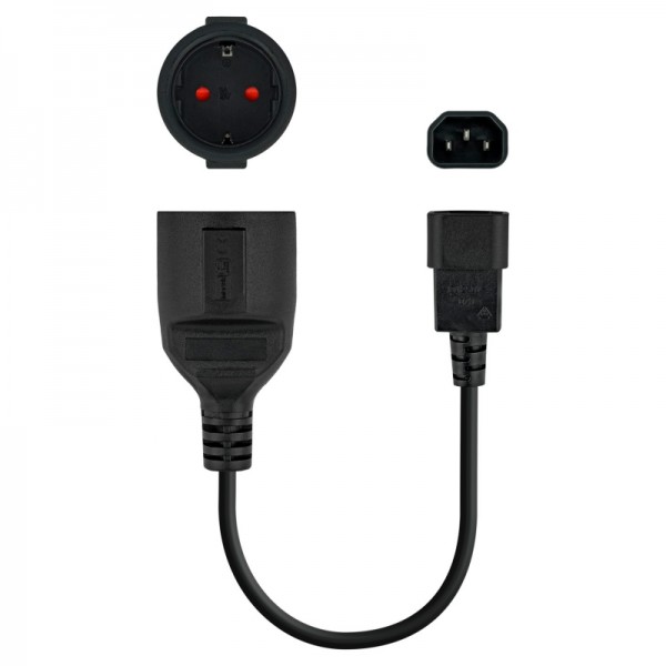 Nanocable cable adaptador c14/m a cee7/h, 25cm